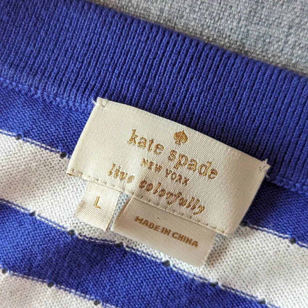 Kate Spade Blue & White Striped Cardigan Sweater